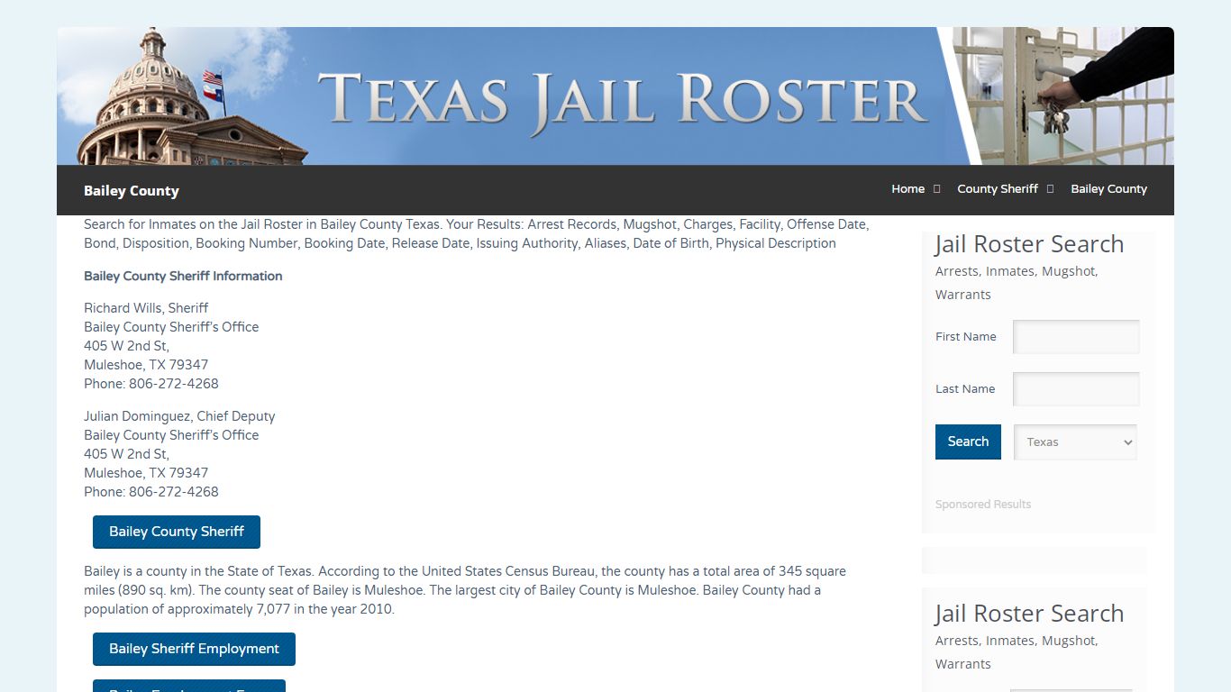 Bailey County | Jail Roster Search