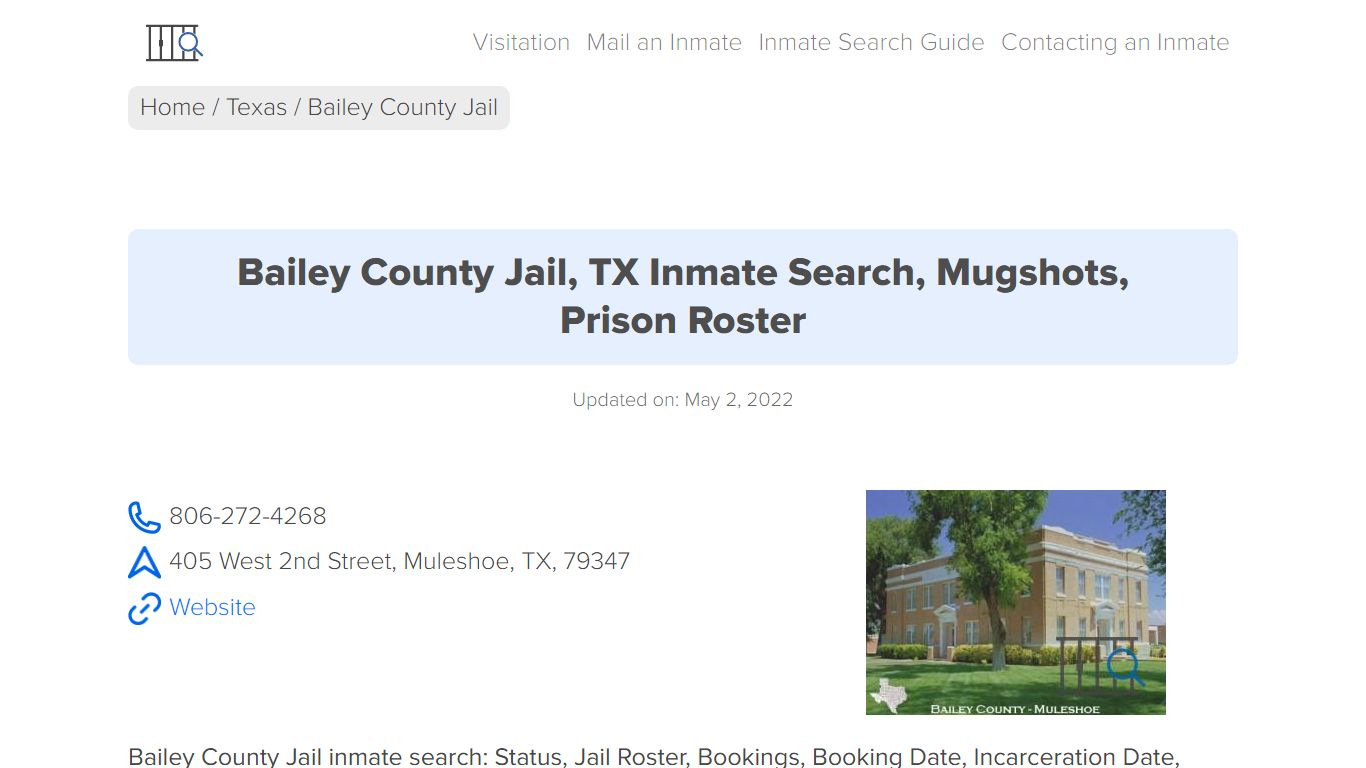 Bailey County Jail, TX Inmate Search, Mugshots, Prison Roster